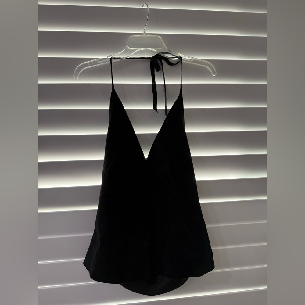 DKNY Black Suede Halter Top Preowned Size:8